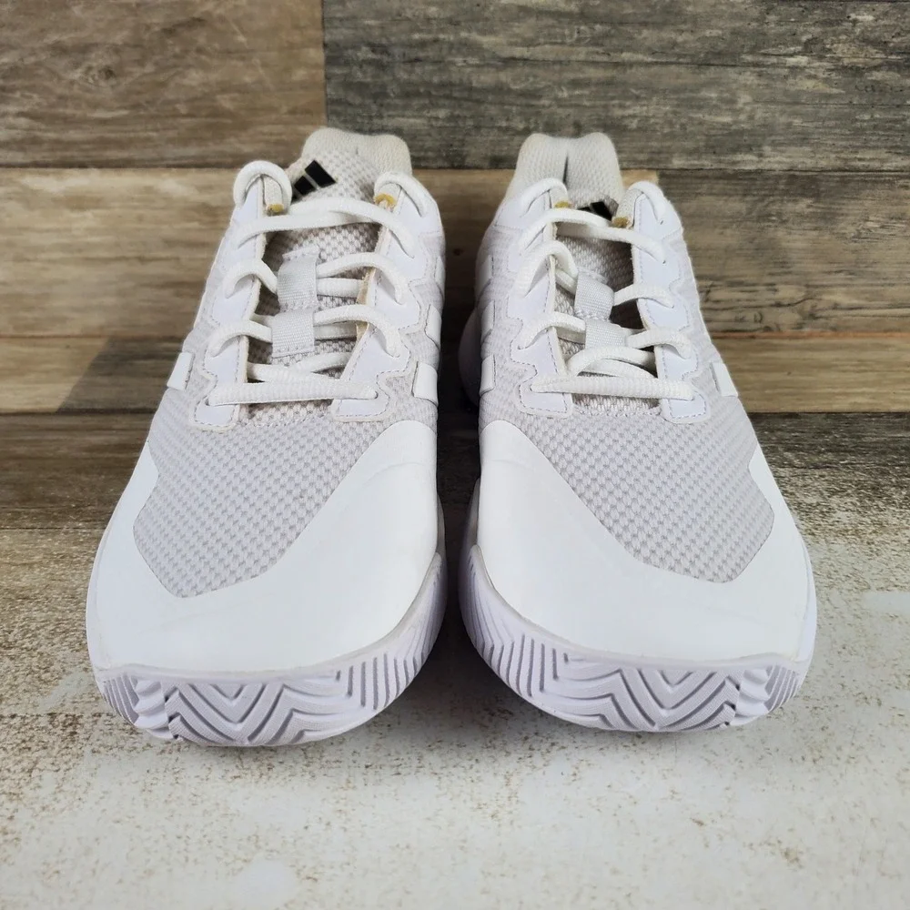 Adidas Game Court 2 Mens Tennis Shoes White Matte Silver Mesh Lace Up Sz 7 D